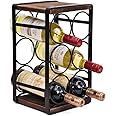 SODUKU Rustic Wood Countertop Wine Rack 6 Bottles No Need Assembly Brown