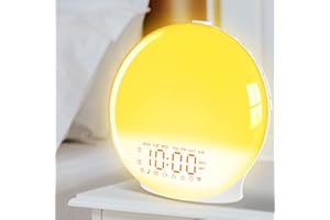 Ebhako Sunrise Alarm Clock, Wake Up Light for Kids, Bedroom, Alarm Clock for Heavy Sleepers Adults, Dual Alarms, FM Radio, Snooze, 8 Nature Sounds, 7 Colors Night Light