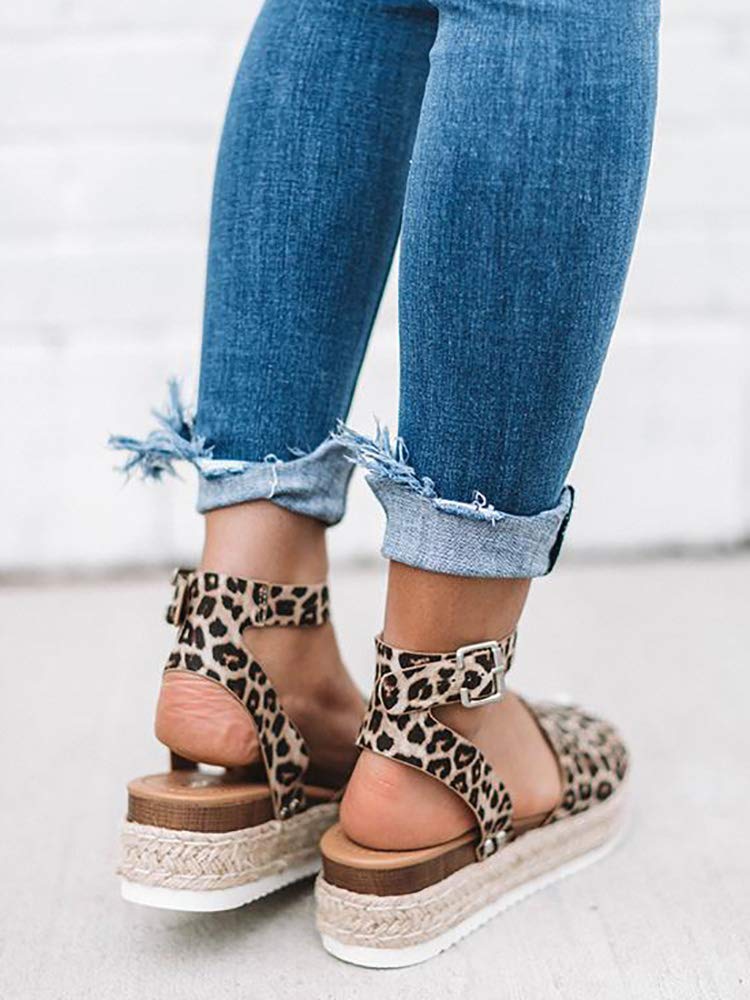 LAICIGO Womens Wedges Sandal Open Toe Ankle Strap Trendy Espadrille Platform Sandals Flats - Image 4