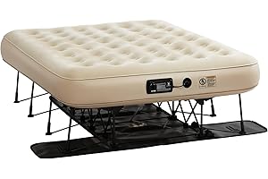 Simpli Comfy EZ Air Bed Self-Inflating Queen Size Air Mattress with Built-in Frame, Pump and Wheeled Case