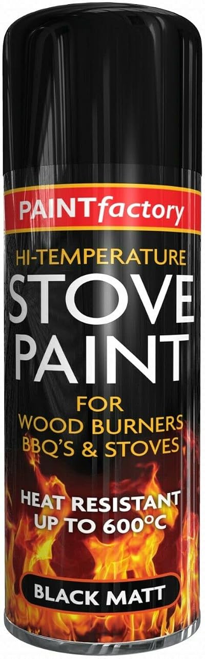 Paint Factory Heat Resistant Matt Black Spray Paint for Stoves BBQs 400ML