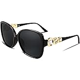 FEISEDY Women's Fashion Sunglasses, Oversized Square Frame with Pearl Sparkling, Polarized UV Protection B2821