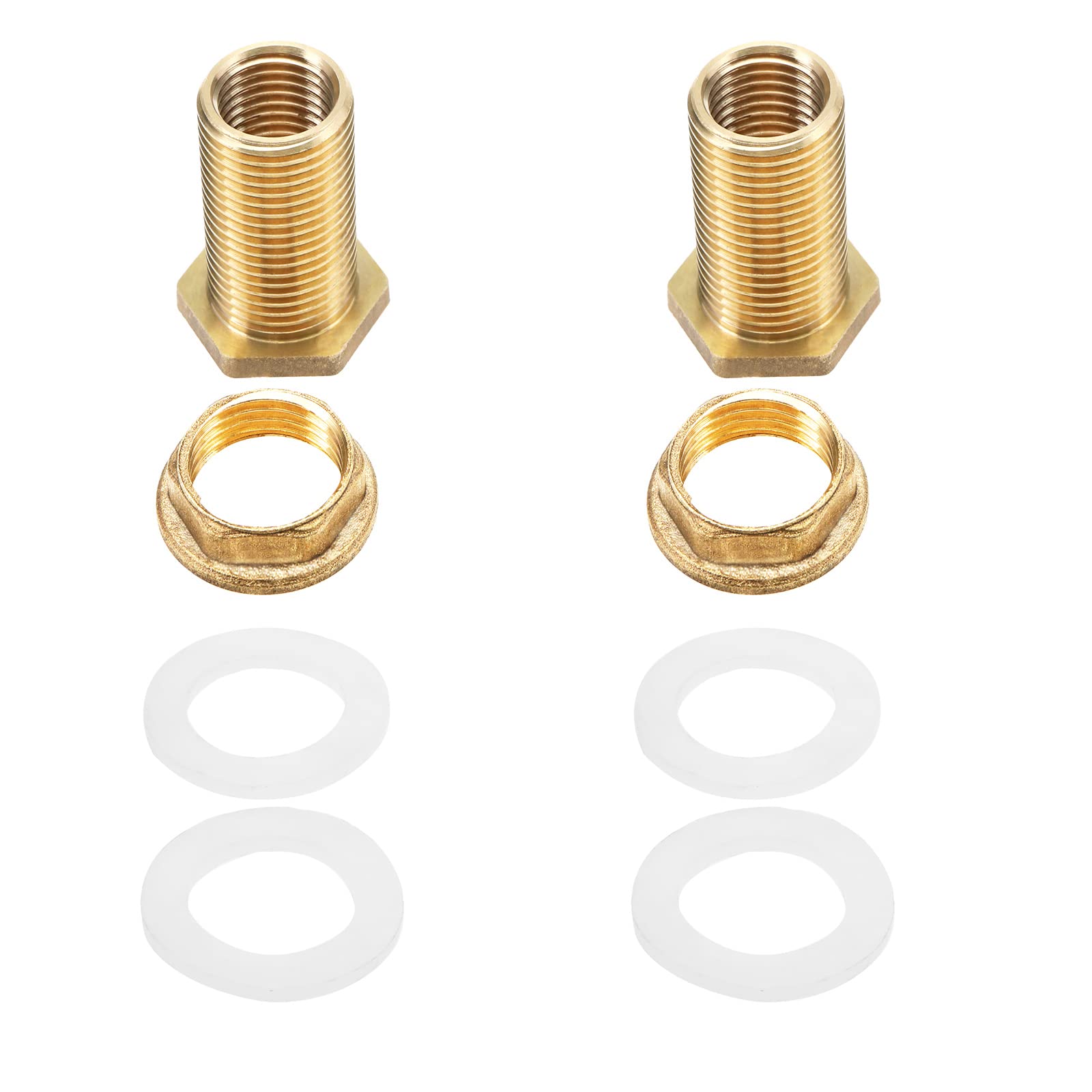 EMSea 2Pcs 1/2 inch Water Tank Connector with Rubber Rings Rain Barrel Connector with Rubber Seals Brass Water Butt Grommet for Rain Barrel Water Butt 42 mm