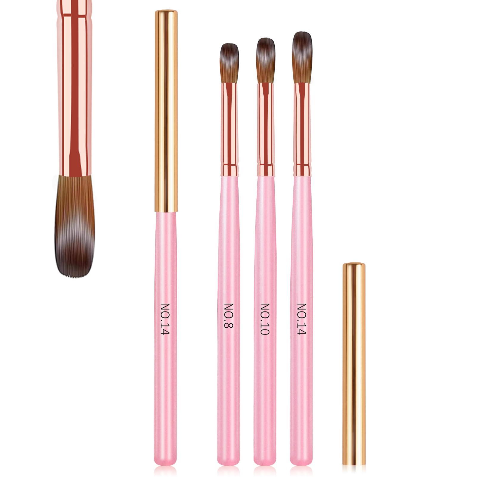 LEDSUUEI Kolinsky Acrylic Nail Brush Set - Size 8/10/14, Durable Brush for Beginner, Nail Art Tool