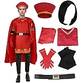 Lord Farquaad Costume Halloween Lord Farquaad Cosplay Red Cloak Top Costumes Robe Cape Clothes Full Set