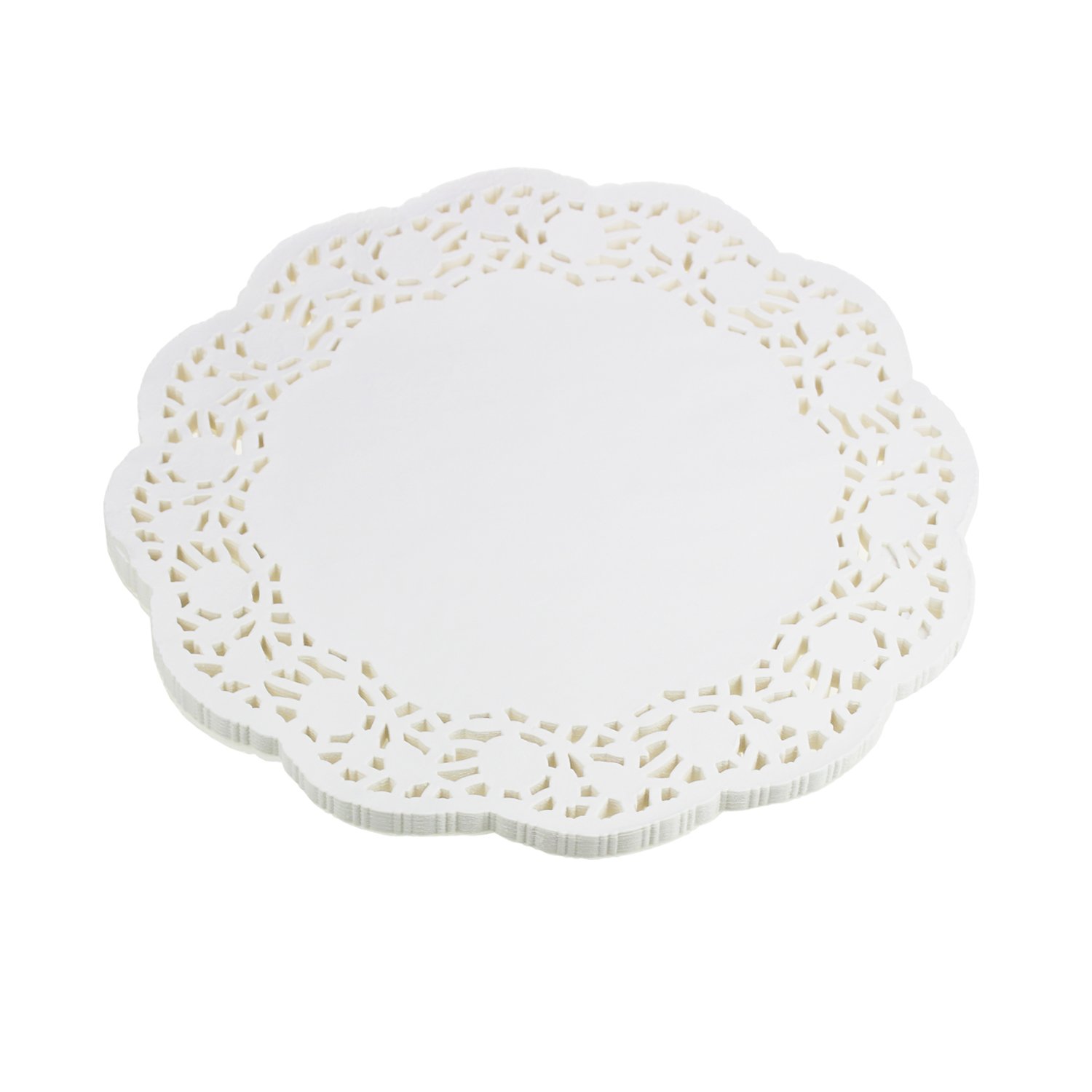 LJY 100 Pcs Round Paper Doilies White (12 in) cm - Lace Doyleys for Arts and Crafts, DIY Wedding Decor, Scrapbooking, Table Settings and Party Placemats