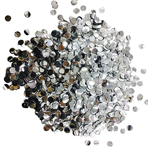 AWESON PARTY Sparkle Silver Metallic Foil Round Confetti Circle Dots Graduation Wedding Table Scatter Centerpieces Baby Shower Birthday Party Favors Decorations Celebrations, 50g