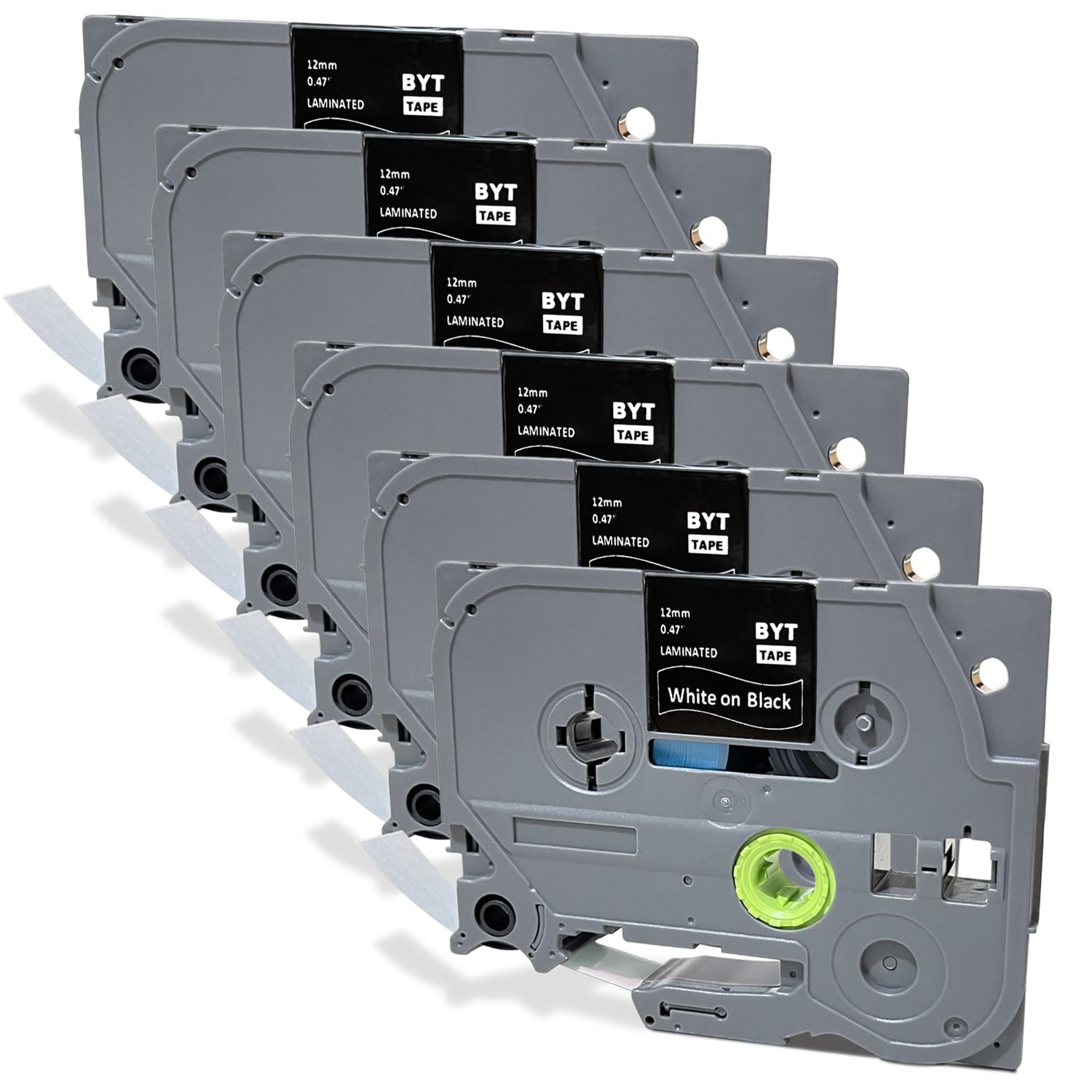 DINGYI 6 Pack Printer Label Tape 12mm 047 Replacement for D231 Laminated Label Tapes White on Black,Compatible with ptouch PTH110 H105 PT-D200 D400 D600 D210