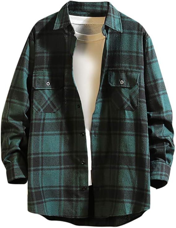 Amazon Loash シャツ メンズ 秋服 カジュアル チェックシャツ 長袖 シャツ ギンガムチェック Shirt ネルシャツ フランネルシャツ 長袖 チェック 無地 メンズカジュアルルーズポケットポケット長袖シャツシャツ シャツ 通販