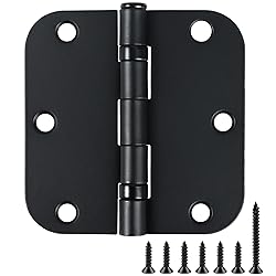6 Pack No Squeak Matte Black Door Hinges 3.5 Inch