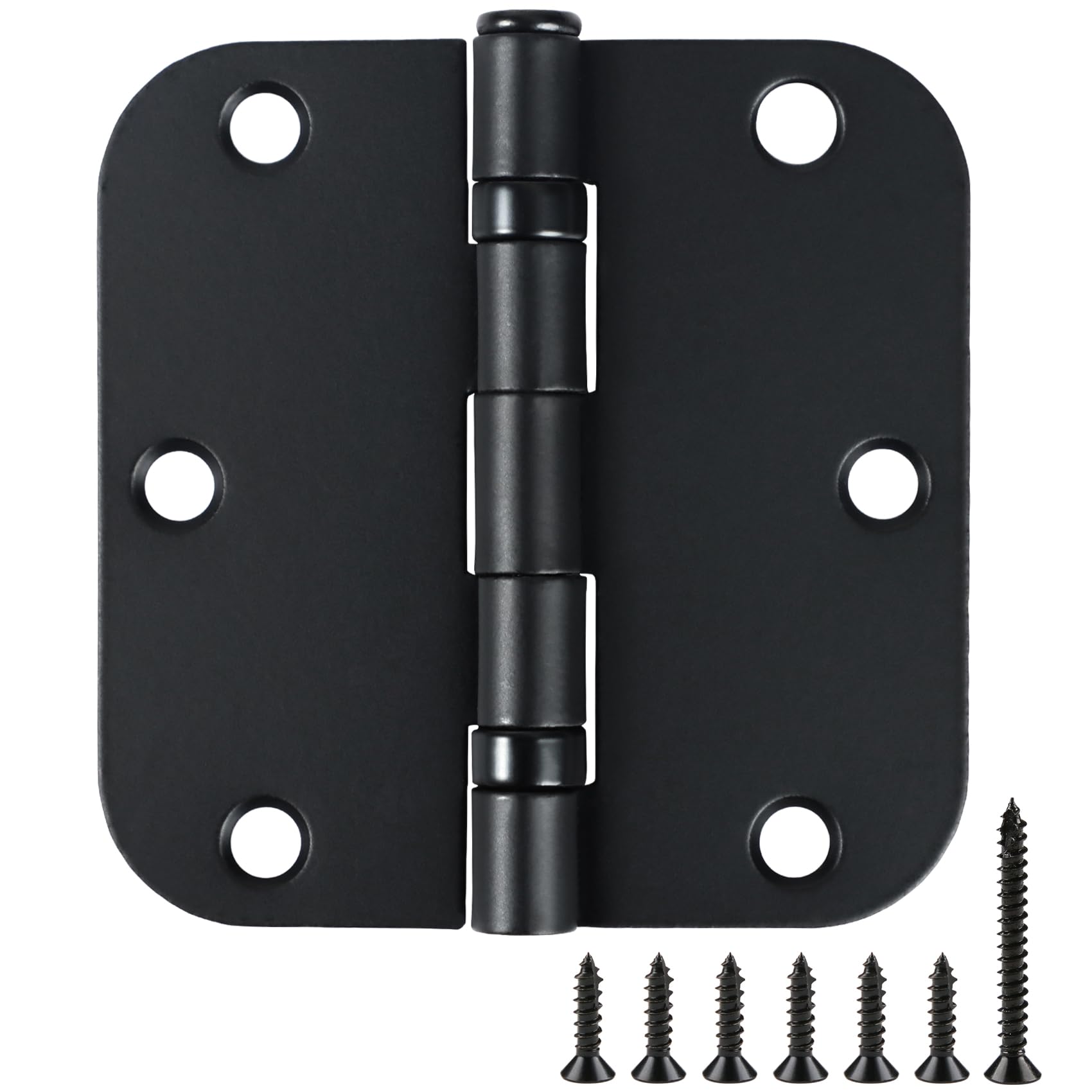 6 Pack No Squeak Matte Black Door Hinges 3.5 Inch