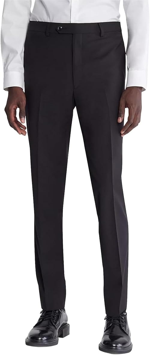 Calvin Klein Men's Slim Fit Dress Pants | Suit Pants for Men | Stretch Comfort Fabric, Tailored Silhouette, Wrinkle-Resistant, Ready-to-Wear | Black 42/30