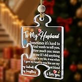 to My Husband Romantic Anniversary Ornament, Wedding Valentine's Day Christmas Birthdays Gifts for Husband Spouse from Wife, Soulmate Love Christmas Keepsake Sign Hanging Ornaments-DXP18