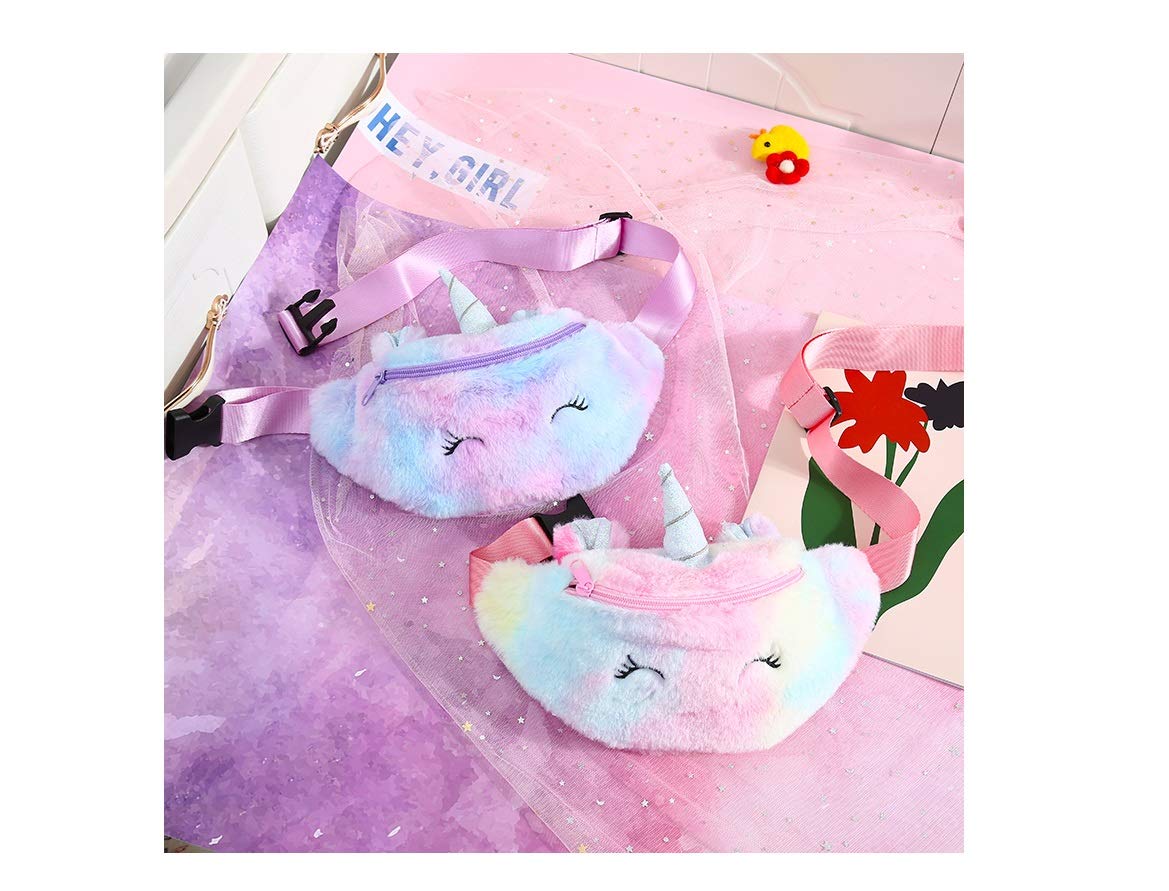 Cute Plush Unicorn Backpack, Soft Rainbow Book Bag Sweet Girls Daughter Gifts (A - C2 Fanny Pack)