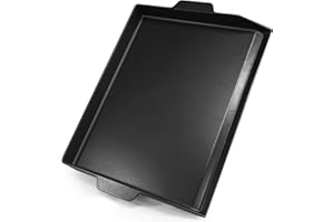 Hiorucet Universal Griddle Plate, Heavy Duty Cast Iron BBQ Cooking Plate for All Gas Grills, Dual Handle Flat Top Griddle 4 B