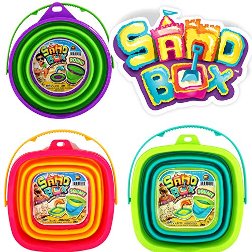 image for JA-RU Collapsible Bucket Expandable Beach Sand Pail (Pack of 1 Random 