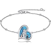 YFN Cat Bracelets S925 Sterling Silver Adjustable Animal Bracelet Jewelry Gifts for Women 7"+2".
