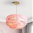 Maxax Nordic Feather Chandeliers, 3 Lights Modern Romantic Ceiling Haning Lamp, Pink Creative Art Feather Shade Chandelier, for Girls Room, Bedroom, Living Room, Dining Room, 17.7 inch