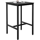 Lutown-Teen Square Bar Table, High Top Table - Industrial Metal Frame for Small Spaces &amp; Narrow Kitchens, 23.6x23.6x36.9 in (LxWxH), Easy Assembly, Black