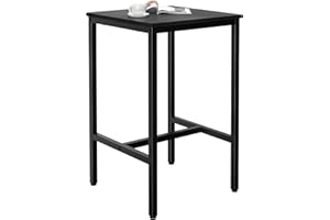 Lutown-Teen Square Bar Table, High Top Table - Industrial Metal Frame for Small Spaces & Narrow Kitchens, 23.6x23.6x36.9 in (LxWxH), Easy Assembly, Black