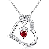 YAFEINI Birthstone Graduation Necklace S925 Sterling Silver Class of 2024 Bachelor Cap Necklaces Class of 2025 Heart Pendant College High School Graduation Jewelry Gifts for Women (January-Garnet)