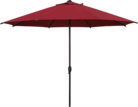 Amazon Com Abba Patio 11ft Patio Umbrella Outdoor Umbrella Patio Market Table Umbrella With Push Button Tilt And Crank For Garden Lawn Deck Backyard Pool Red Garden Outdoor