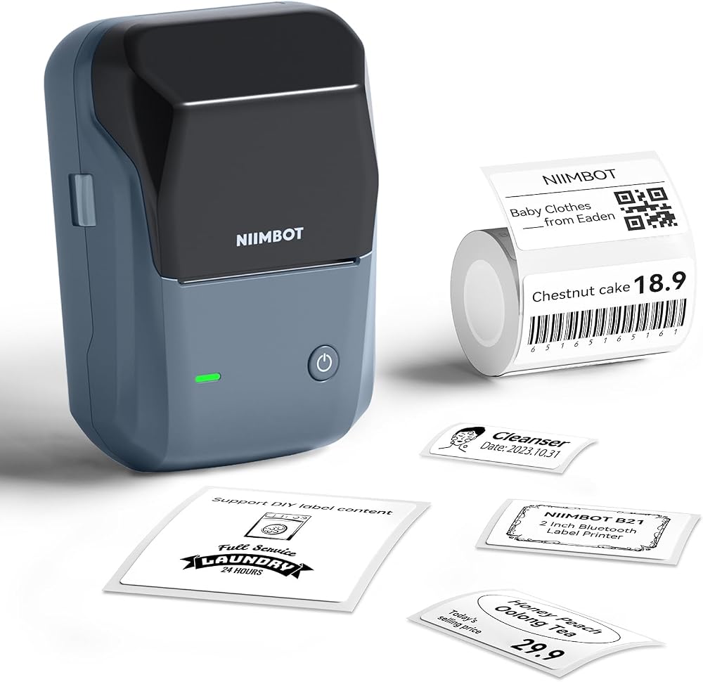NIIMBOT B1 Label Maker Bluetooth Portable 20-50mm Tape Roll Blue