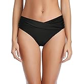 Tempt Me Women Twist Bikini Bottom Moderate High Cut Bathing Suit Bottoms Ruched Swimsuit Bottom