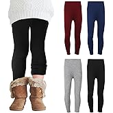 Chuarry 4 Pcs Girl's Winter Fleece Pants Lined Warm Full Length Basic Thick Pants for Kid Toddler
