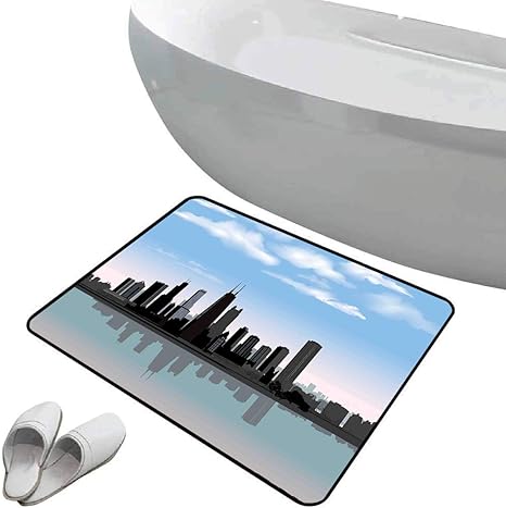 Alfombra de baño Antideslizante de Felpudo Horizonte de Chicago