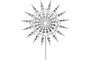 3D Unique and Magical Metal Windmill Spin, Wind Spinners for Garden, Wind Spinner Windmill, Wind Sculpture Spinner (Sliver)