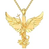 TwoAnts Patron Saint Medal Necklace 925 Sterling Silver Protection Pendant Necklace Catholic Jewelry Gifts for Men Women