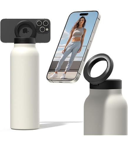 A2C 20oz Stainless Steel Insulated Water Bottle With Magnetic Phone Holder - Black