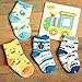 BS® 6 Pairs Non Skid 12-36 Months Unisex Baby Boy Toddler Non-Skid Slip Cozy Soft Crew Boat Socks + Gift Bag + Gift Card, Stripes No-Show Crew Boat Socks Footsocks Sneakers