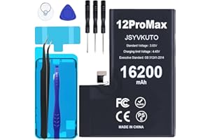 JSYVKUTO 16200mAh Battery for iPhone 12 Pro Max, New 0 Cycle Upgraded Higher Capacity Replacement Battery for iPhone 12 Pro Max with Full Set Repair Tool Kit, Model A2410 A2411 A2412 A2342