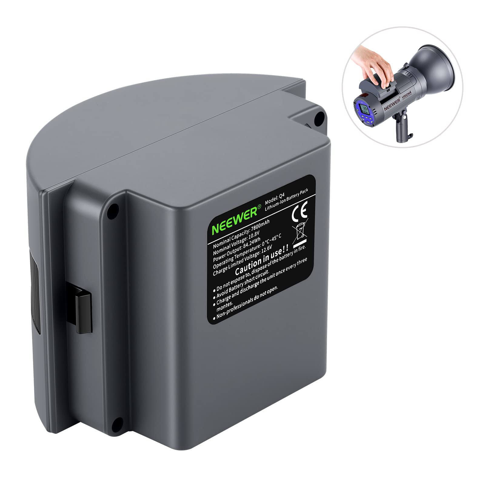 Neewer Li-ion Battery High Capacity Rechargeable Flash Spare Battery for Q300, Vision 4, ML300 Outdoor Studio Flash Strobe