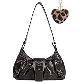 Gleease Dark Brown Purse For Women Chocolate Brown Shoulder Bag Handbag Espresso Vintage Small Leather Purse Y2K Hobo Bags