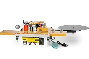 MARGAR Portable Woodworking Edge Banding Machine for Curve & Straight Edges, Auto Tape Breaking, Dual-Side Glue Application, Microcomputer Control, Adhesive Capacity 1000ml, Adjustable Speed 5–10m/min, 110V