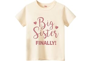 Sineeko Big Sister Shirt for Toddler Baby Girl Outfits Big Sis Announcement T-Shirt Gifts