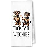 SkipTiger Martini Cocktail Dachshund Kitchen Dish Towels, Dachshund Gifts for Women Men Dog Lovers, Weiner Dog Kitchen Decor, Funny Puppy Hand Towels, 16x24 Inch