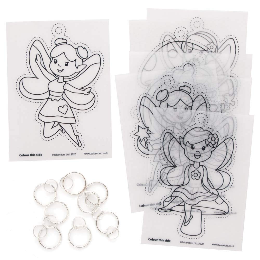Baker Ross AX925 Fairy Super Shrink Keyrings, Pack of 8, Make Your Own Key Rings for Kids to Colour in Make and Display - Image 3