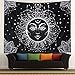 Racunbula Sun and Moon Tapestry Burning Sun with Star Tapestry Psychedelic Black and White Mystic Wall Tapestry for Bedroom