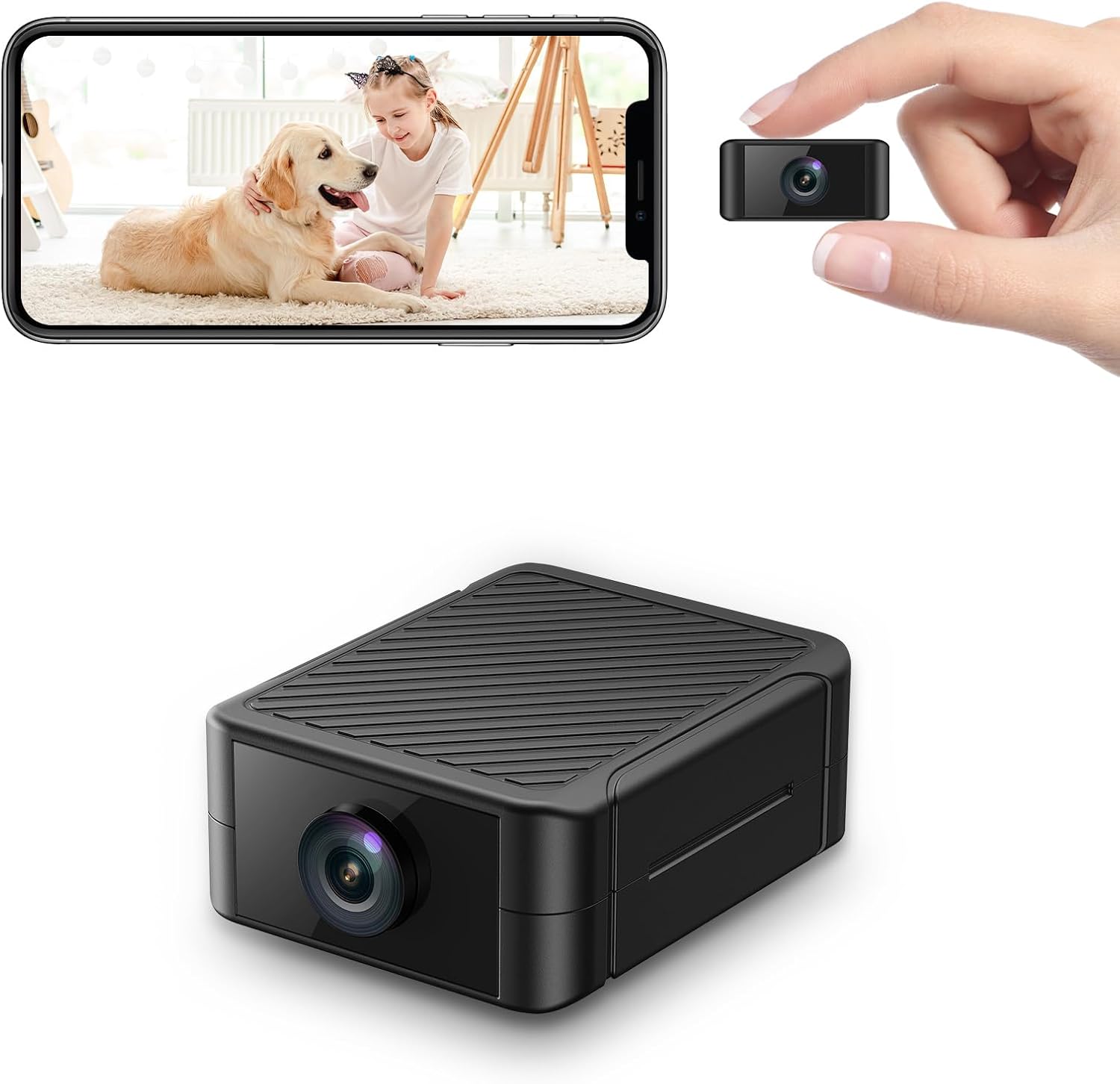 Spy Camera, Hidden Camera 4K Ultra HD with 4H Battery Life, SD Card & Cloud Storage, Motion Detection Alarm, Real-Time App Alerts, 2.4G WiFi & Night Vision for Home/Office Security