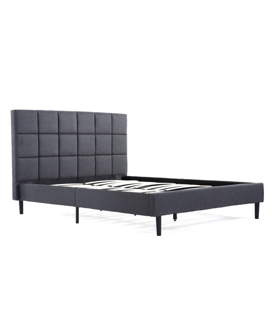 Best Full Size Black Pu Leather Button Tufted Upholstered Platform Metal Bed Frame