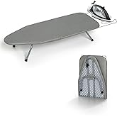 Metal Foldable Tabletop Ironing Board with Iron Rest, Portable Ironing Board Small with Heat Resistant Cotton Cover, RAINHOL 
