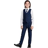 Marvelous World Boys' 5-Piece Formal Vest Suit Set, Vest, Pants, Dress Shirt, Tie and Bowtie