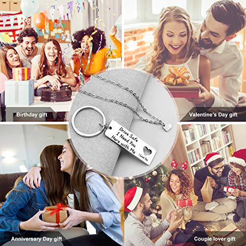 Drive Safe Keychain, Drive Safe I Need You Here with Me Gifts for Husband Dad Boyfriend for Valentines Day Father\'s Day Birthday Gift New Driver Keychain
