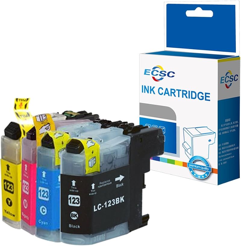 ECSC LC123 Ink Cartridge 4 Pack Black Cyan Magenta Yellow for Brother DCP MFC