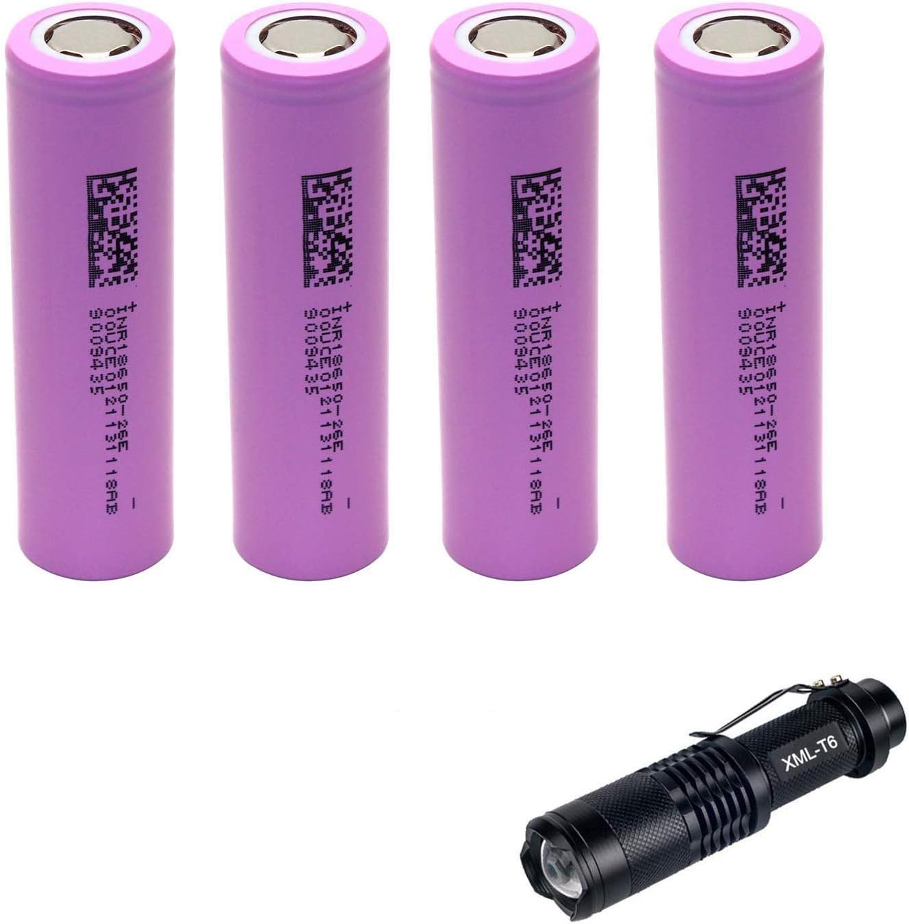 Super Bright Tactical Adjustable Focus 5 Modes Waterproof LED Flashlight Torch Set with 4x18650 Flat top Battery