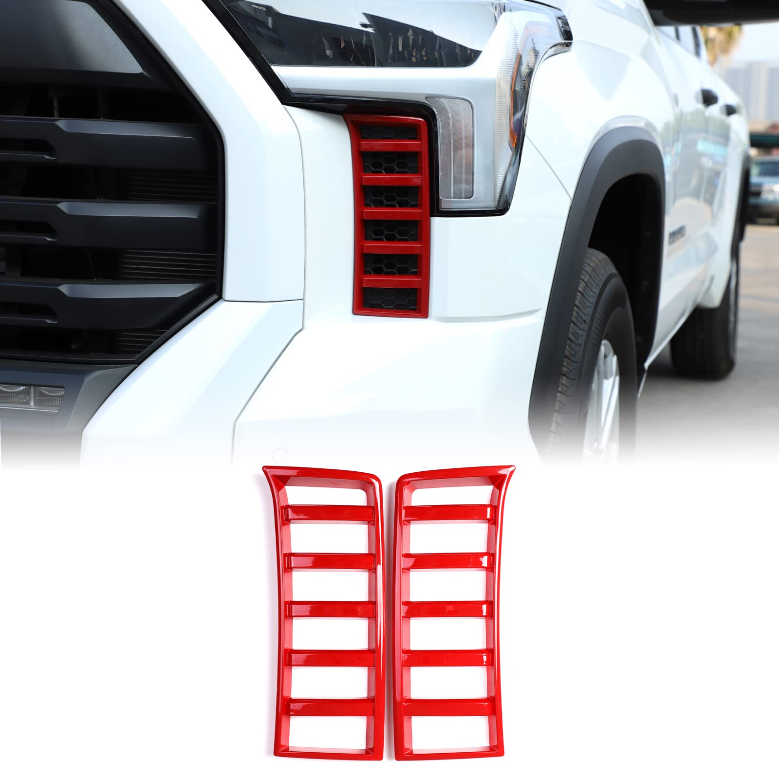 Photo 1 of Aunginsy Car Front Headlights Grille Vent Trim Cover Compatible with Toyota Tundra 2022-2025 Pickup Front Grill Mesh Grille Grid Inserts Air Intake Vent Decorative Frame Protector ABS Accessories